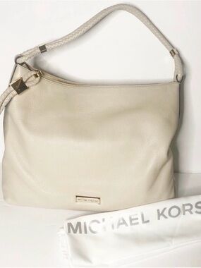 Michael Kors Cream Lexington Pebbled Leather Braided-Handle Hobo